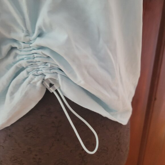 Adidas Womens Sleeveless Adjustable Ruched Tank Top M Light Blue Cotton Blend At - Picture 3 of 8